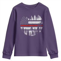Wildland Firefighter Forest Red Line American Flag Youth Sweatshirt