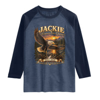 Jackie The Eagle Big Bear Lake California Raglan Shirt Forever Our Queen And In Our Hearts Wildlife Supports
