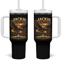 Jackie The Eagle Big Bear Lake California Tumbler With Handle Forever Our Queen And In Our Hearts Wildlife Supports
