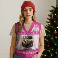 Jackie Bald Eagle V-Neck Knit Sweater Vest Forever Our Queen Not Just An Eagle But A Legend In The Sky