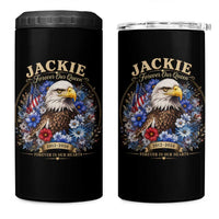 Jackie Bald Eagle 4 in 1 Can Cooler Tumbler Forever Our Queen And In Our Hearts USA Floral