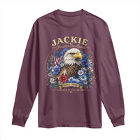 Jackie Bald Eagle Long Sleeve Shirt Forever Our Queen And In Our Hearts USA Floral