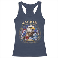 Jackie Bald Eagle Racerback Tank Top Forever Our Queen And In Our Hearts USA Floral