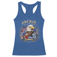 Jackie Bald Eagle Racerback Tank Top Forever Our Queen And In Our Hearts USA Floral