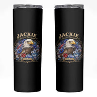 Jackie Bald Eagle Skinny Tumbler Forever Our Queen And In Our Hearts USA Floral