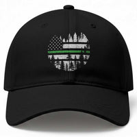 Park Ranger Law Enforcement Forest Green Line American Flag Baseball Cap