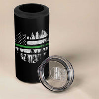 Park Ranger Law Enforcement Forest Green Line American Flag 4 in 1 Can Cooler Tumbler