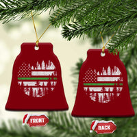Park Ranger Law Enforcement Forest Green Line American Flag Ceramic Ornament