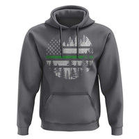 Park Ranger Law Enforcement Forest Green Line American Flag Hoodie
