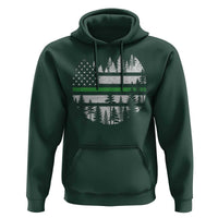 Park Ranger Law Enforcement Forest Green Line American Flag Hoodie
