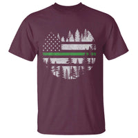 Park Ranger Law Enforcement Forest Green Line American Flag T Shirt