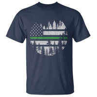 Park Ranger Law Enforcement Forest Green Line American Flag T Shirt