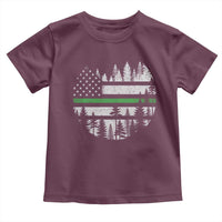 Park Ranger Law Enforcement Forest Green Line American Flag Toddler T Shirt