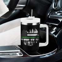 Park Ranger Law Enforcement Forest Green Line American Flag Tumbler With Handle