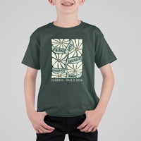 Harris Walz 2024 T Shirt For Kid Peace Love Equality Diversity Hope Hand Drawn Flower - Wonder Print Shop