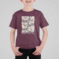 Harris Walz 2024 T Shirt For Kid Peace Love Equality Diversity Hope Hand Drawn Flower - Wonder Print Shop