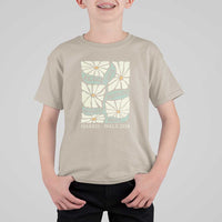 Harris Walz 2024 T Shirt For Kid Peace Love Equality Diversity Hope Hand Drawn Flower - Wonder Print Shop