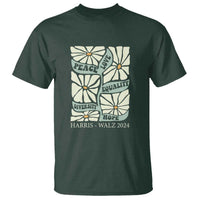Harris Walz 2024 T Shirt Peace Love Equality Diversity Hope Hand Drawn Flower - Wonder Print Shop