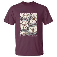 Harris Walz 2024 T Shirt Peace Love Equality Diversity Hope Hand Drawn Flower - Wonder Print Shop