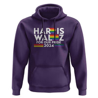 Harris Walz Supporter Hoodie Harris Walz For Our Pride 2024 LGBTQ Rainbow Flag - Wonder Print Shop