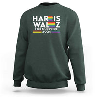 Harris Walz Supporter Sweatshirt Harris Walz For Our Pride 2024 LGBTQ Rainbow Flag - Wonder Print Shop
