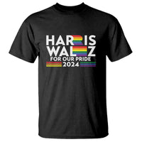 Harris Walz Supporter T Shirt Harris Walz For Our Pride 2024 LGBTQ Rainbow Flag - Wonder Print Shop