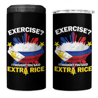 Funny Philippines 4 in 1 Can Cooler Tumbler Exercise I Thought You Said Extra Rice - Wonder Print Shop