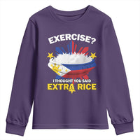 Funny Philippines Youth Sweatshirt Exercise I Thought You Said Extra Rice - Wonder Print Shop