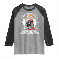 Funny Nakatomi Plaza Raglan Shirt It's Not Christmas Until Hans Gruber Falls From Nakatomi Plaza Explode - Wonder Print Shop
