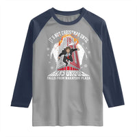 Funny Nakatomi Plaza Raglan Shirt It's Not Christmas Until Hans Gruber Falls From Nakatomi Plaza Explode - Wonder Print Shop