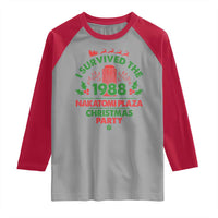 I Survived The 1988 Nakatomi Plaza Christmas Party Raglan Shirt Vintage Mistletoe - Wonder Print Shop