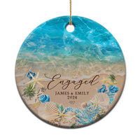 Personalized Engaged 2024 Christmas Ornament Custom Name Mr & Mrs Engagement Beach - Wonder Print Shop