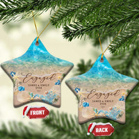 Personalized Engaged 2024 Christmas Ornament Custom Name Mr & Mrs Engagement Beach - Wonder Print Shop