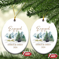 Personalized Engaged 2024 Christmas Ornament Custom Name Mr & Mrs Engagement Snow Forest - Wonder Print Shop