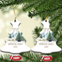Personalized Engaged 2024 Christmas Ornament Custom Name Mr & Mrs Engagement Snow Forest - Wonder Print Shop