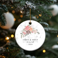 Personalized First Christmas Married 2024 Christmas Ornament Custom Name Couple Vintage Rose Flowers - Wonder Print Shop