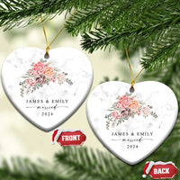 Personalized First Christmas Married 2024 Christmas Ornament Custom Name Couple Vintage Rose Flowers - Wonder Print Shop