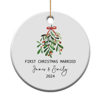 Personalized First Christmas Married 2024 Christmas Ornament Custom Name Couple Xmas Mistletoe - Wonder Print Shop