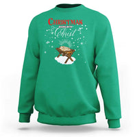 Christmas Begins With Christ Sweatshirt Christian Christmas Jesus God - Wonder Print Shop