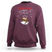 Christmas Begins With Christ Sweatshirt Christian Christmas Jesus God - Wonder Print Shop