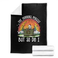 Funny Christmas Opossum Throw Blanket The Horrors Persist But So Do I Dumpster Fire Rainbow - Wonder Print Shop