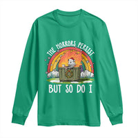 Funny Christmas Opossum Long Sleeve Shirt The Horrors Persist But So Do I Dumpster Fire Rainbow - Wonder Print Shop
