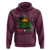 Funny Lil Dumpster Fire Christmas Hoodie Merry And Bright Xmas Tree - Wonder Print Shop