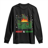 Funny Lil Dumpster Fire Christmas Long Sleeve Shirt Merry And Bright Xmas Tree - Wonder Print Shop