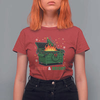 Funny Lil Dumpster Fire Christmas T Shirt For Women Merry And Bright Xmas Tree - Wonder Print Shop