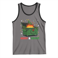 Funny Lil Dumpster Fire Christmas Tank Top Merry And Bright Xmas Tree - Wonder Print Shop