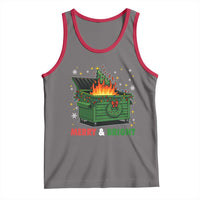 Funny Lil Dumpster Fire Christmas Tank Top Merry And Bright Xmas Tree - Wonder Print Shop