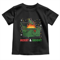 Funny Lil Dumpster Fire Christmas Toddler T Shirt Merry And Bright Xmas Tree - Wonder Print Shop