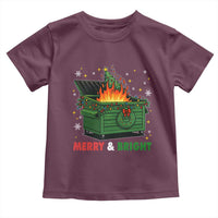 Funny Lil Dumpster Fire Christmas Toddler T Shirt Merry And Bright Xmas Tree - Wonder Print Shop