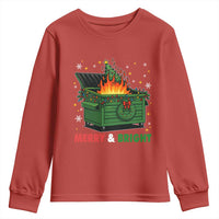 Funny Lil Dumpster Fire Christmas Youth Sweatshirt Merry And Bright Xmas Tree - Wonder Print Shop
